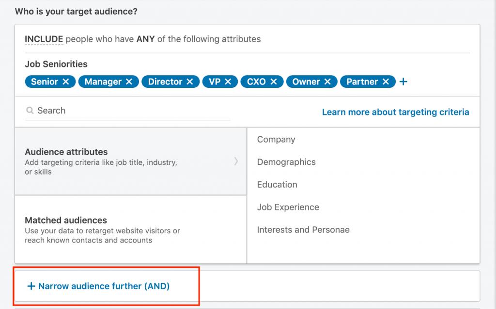 LinkedIn targeting options for paid media