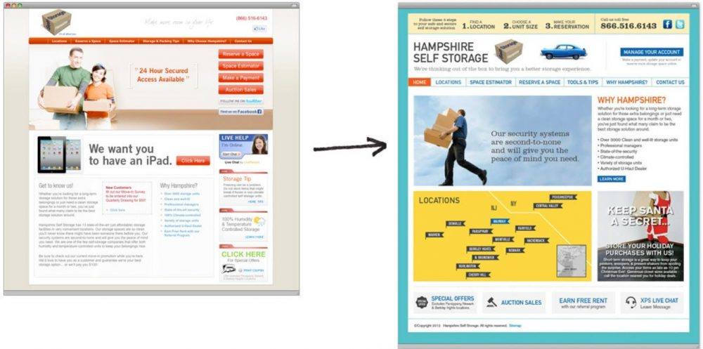 website re-design before and after